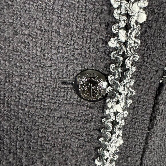 Talbots Tweed Blazer Jacket Womens Size 10 Black White Cotton Office CJ-1884 - Picture 4 of 8